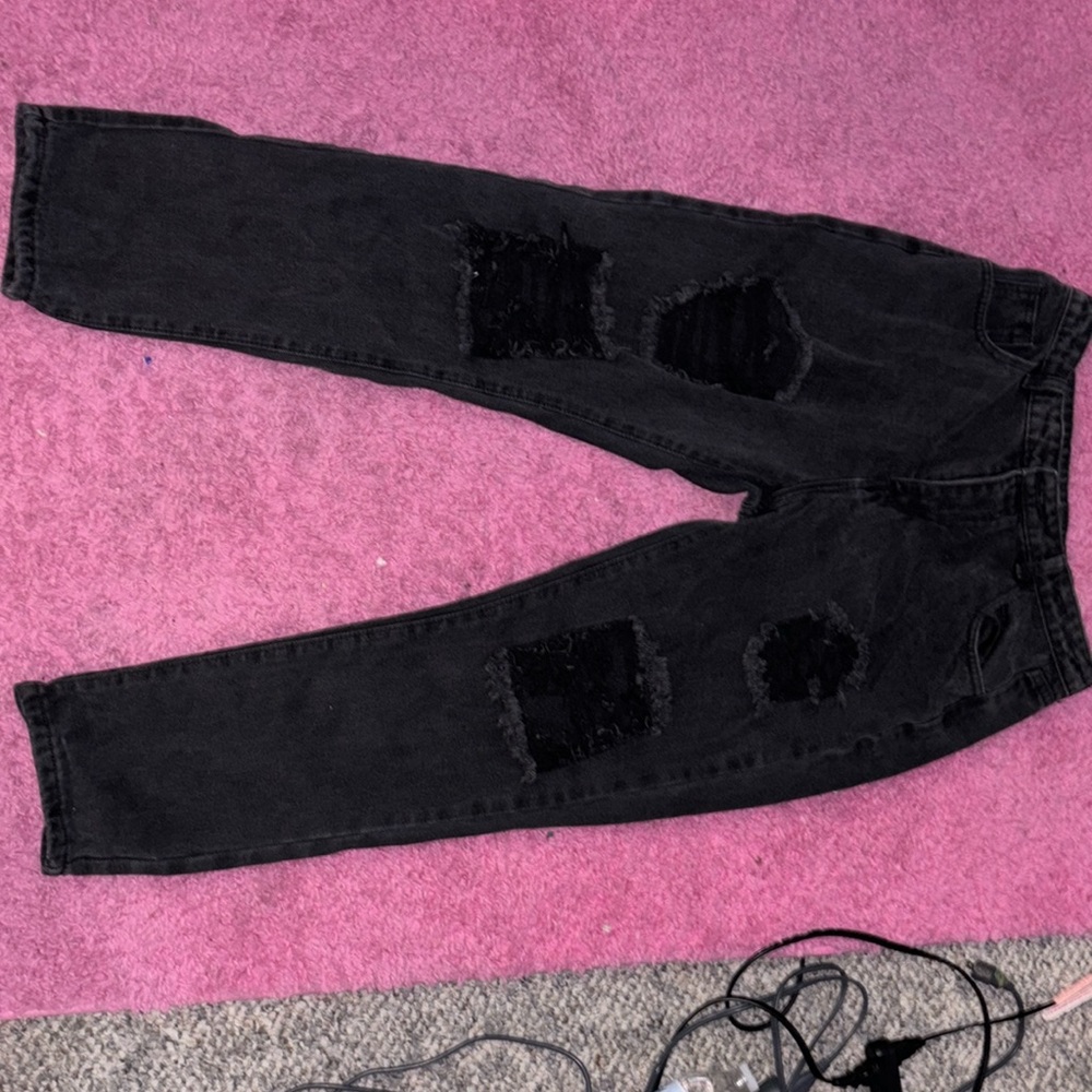 Baggy black distressed jeans